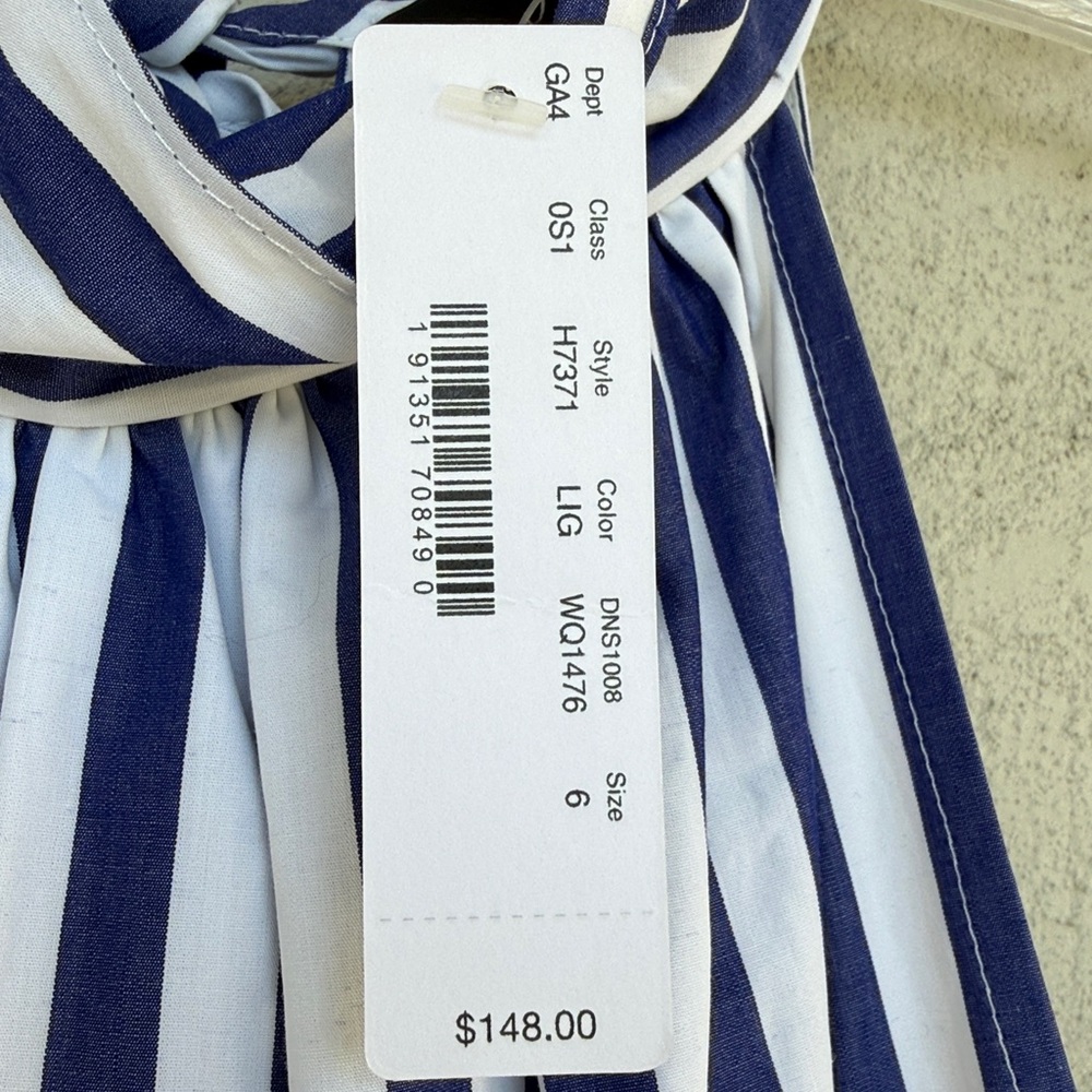 NWT J. Crew Tushar Blue/White Stripe Halter Neck Wide Leg Jumpsuit Size 6 - Picture 2 of 16